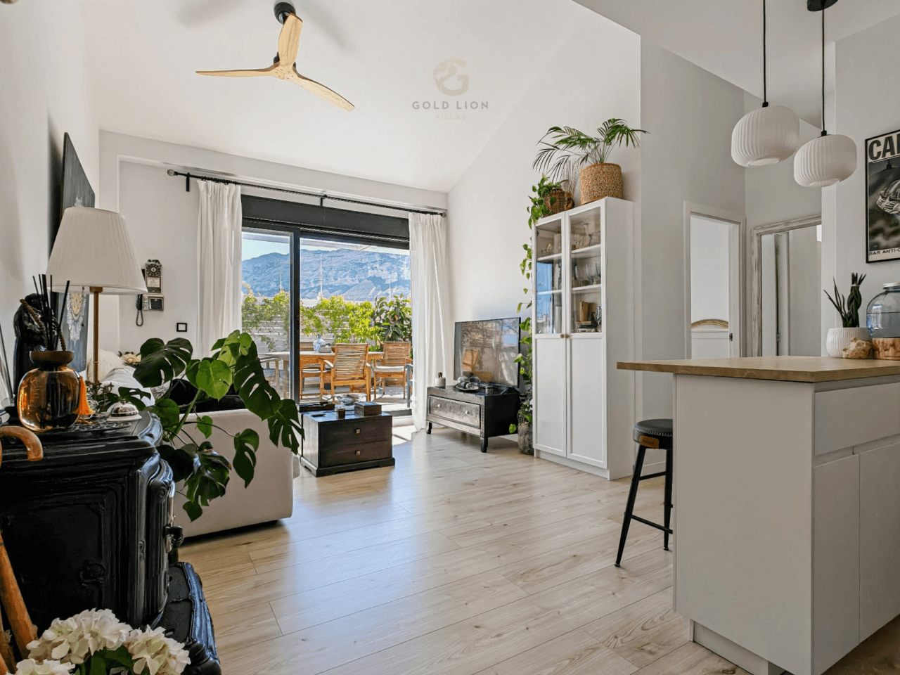 Penthouse for sale with a south orientation and unobstructed views of the park and the mountains.