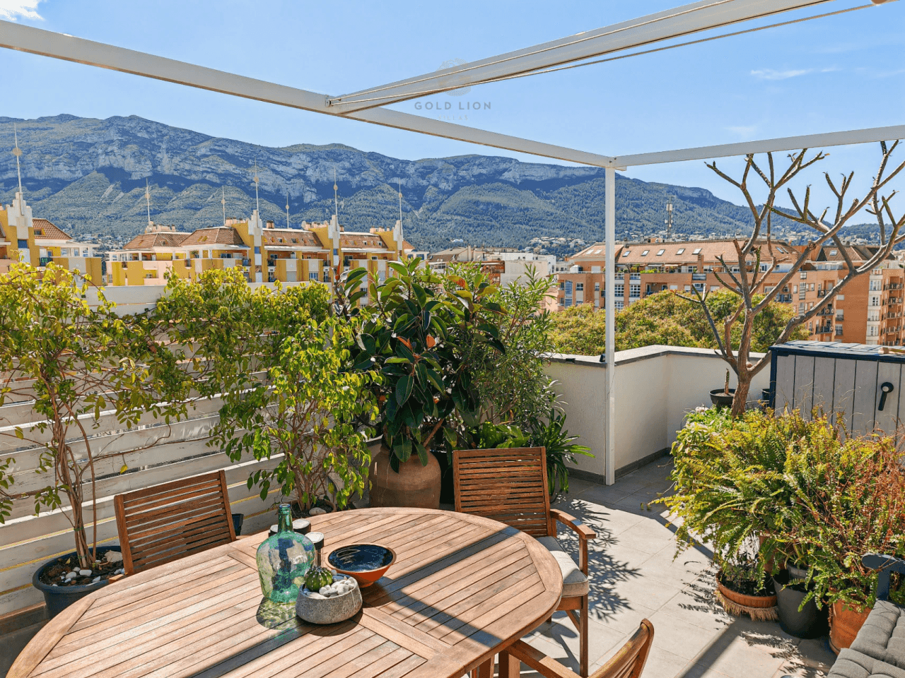 Penthouse for sale with a south orientation and unobstructed views of the park and the mountains.